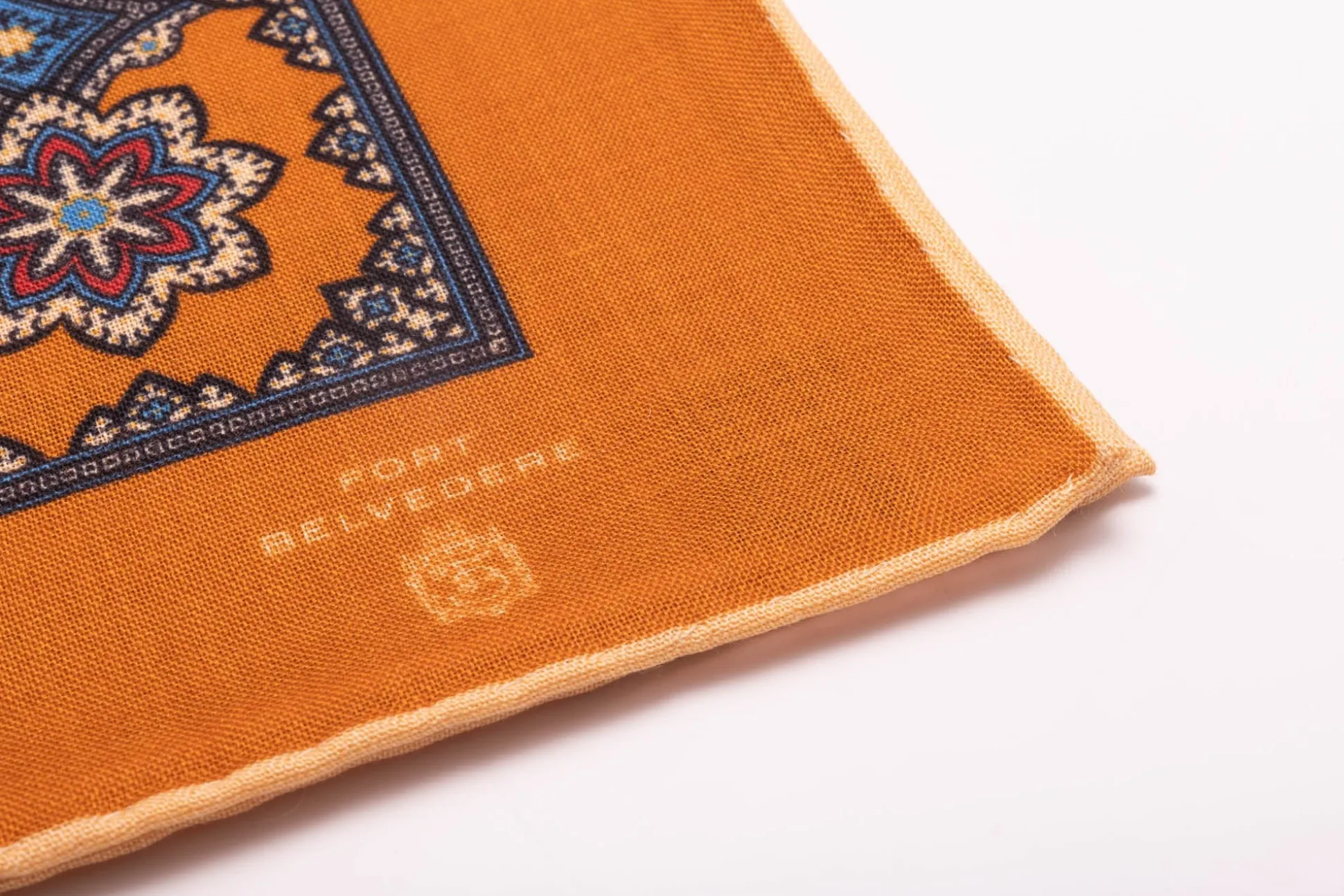 Antique Gold Medallion Printed Silk Wool Pocket Square