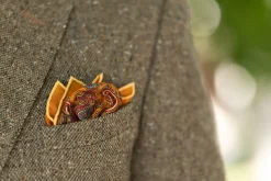 Antique Gold Paisley Silk Wool Pocket Square