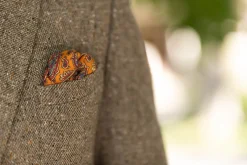 Antique Gold Paisley Silk Wool Pocket Square