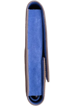 Antique Mahogany & Blue Suede Leather Watch Case