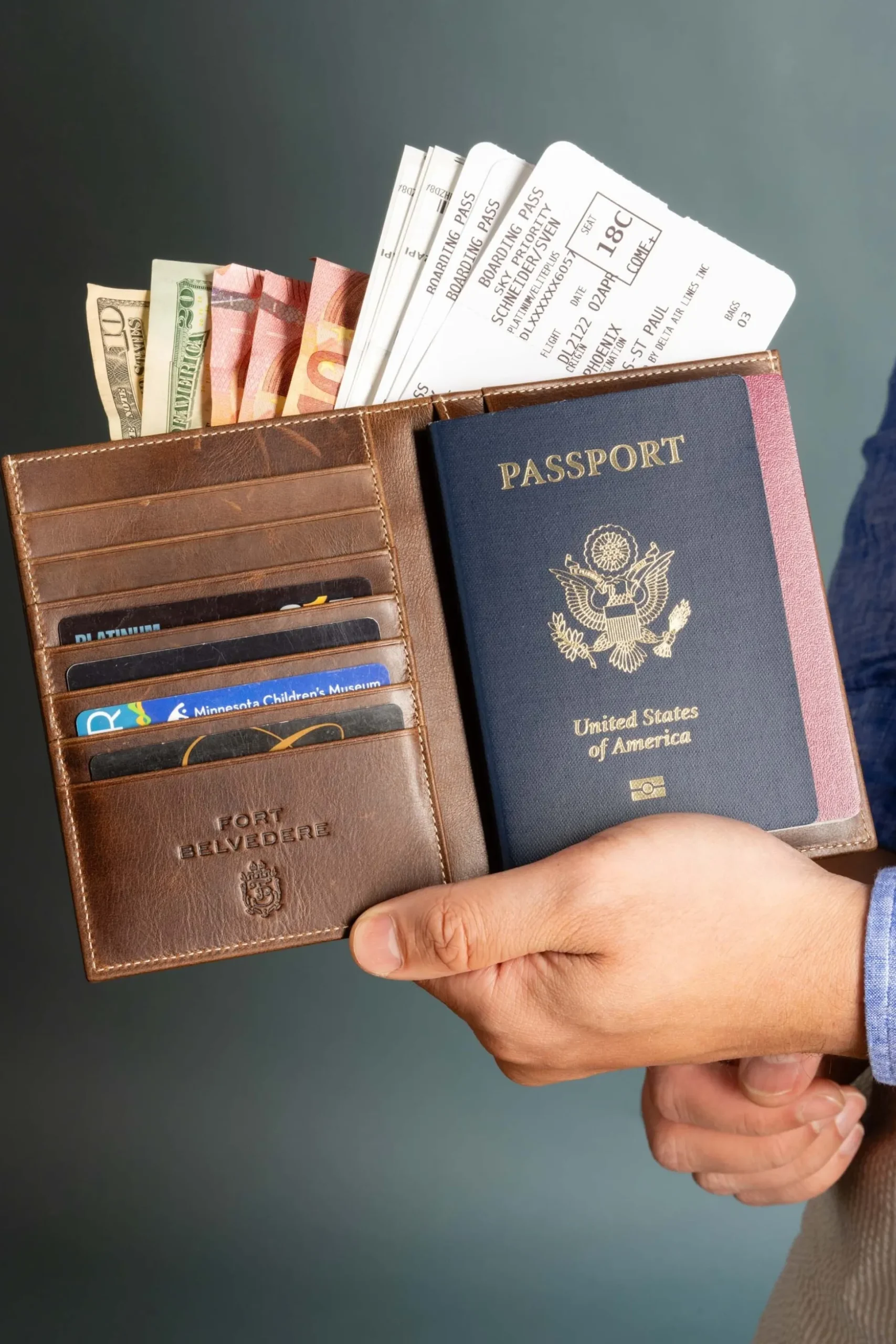 Antique Mahogany Full-Grain Leather Passport Holder