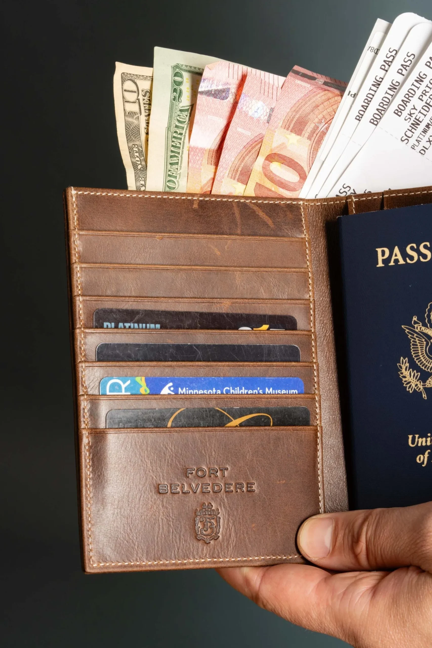 Antique Mahogany Full-Grain Leather Passport Holder