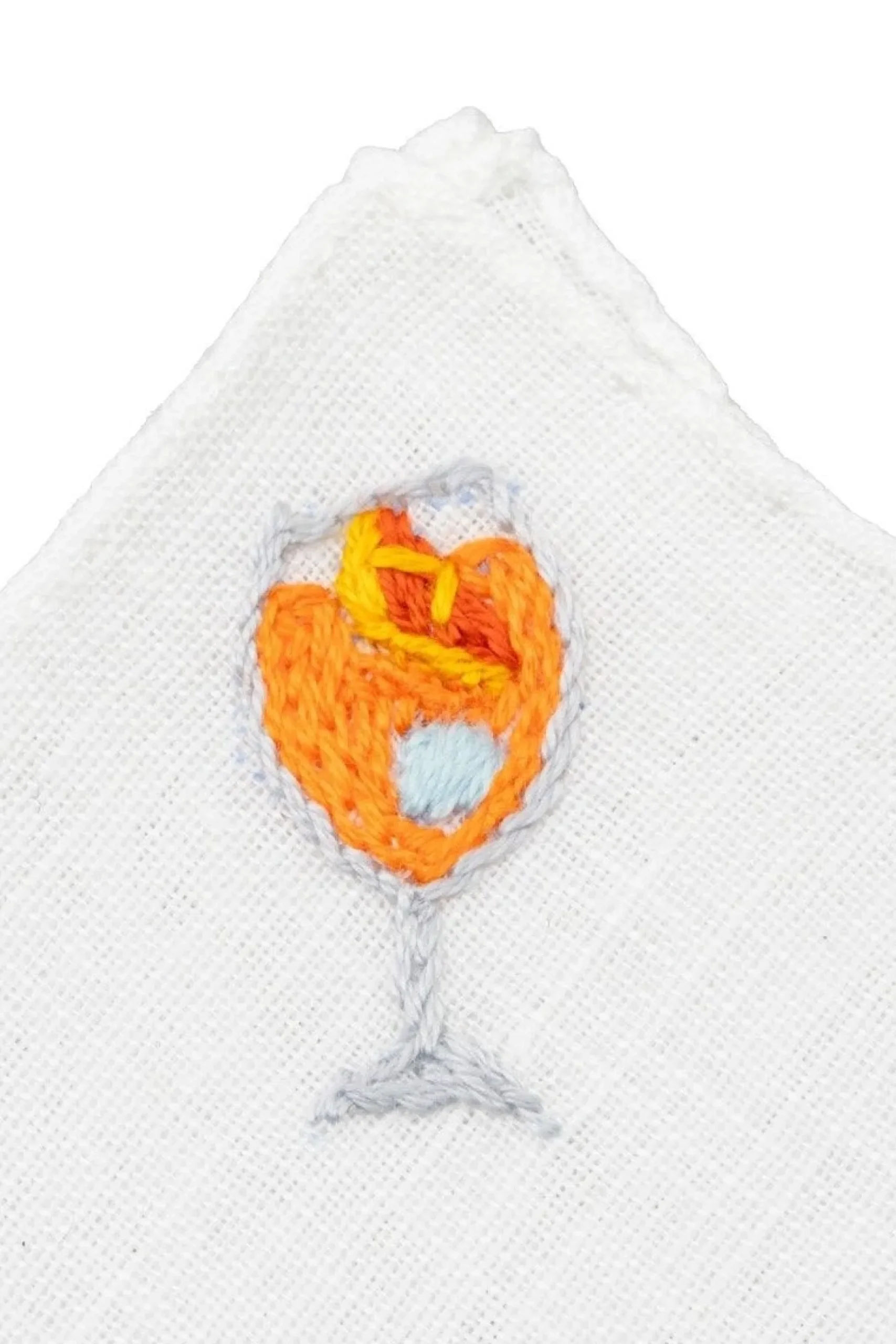 Aperol Spritz Cocktail Hand Embroidered Linen Pocket Square