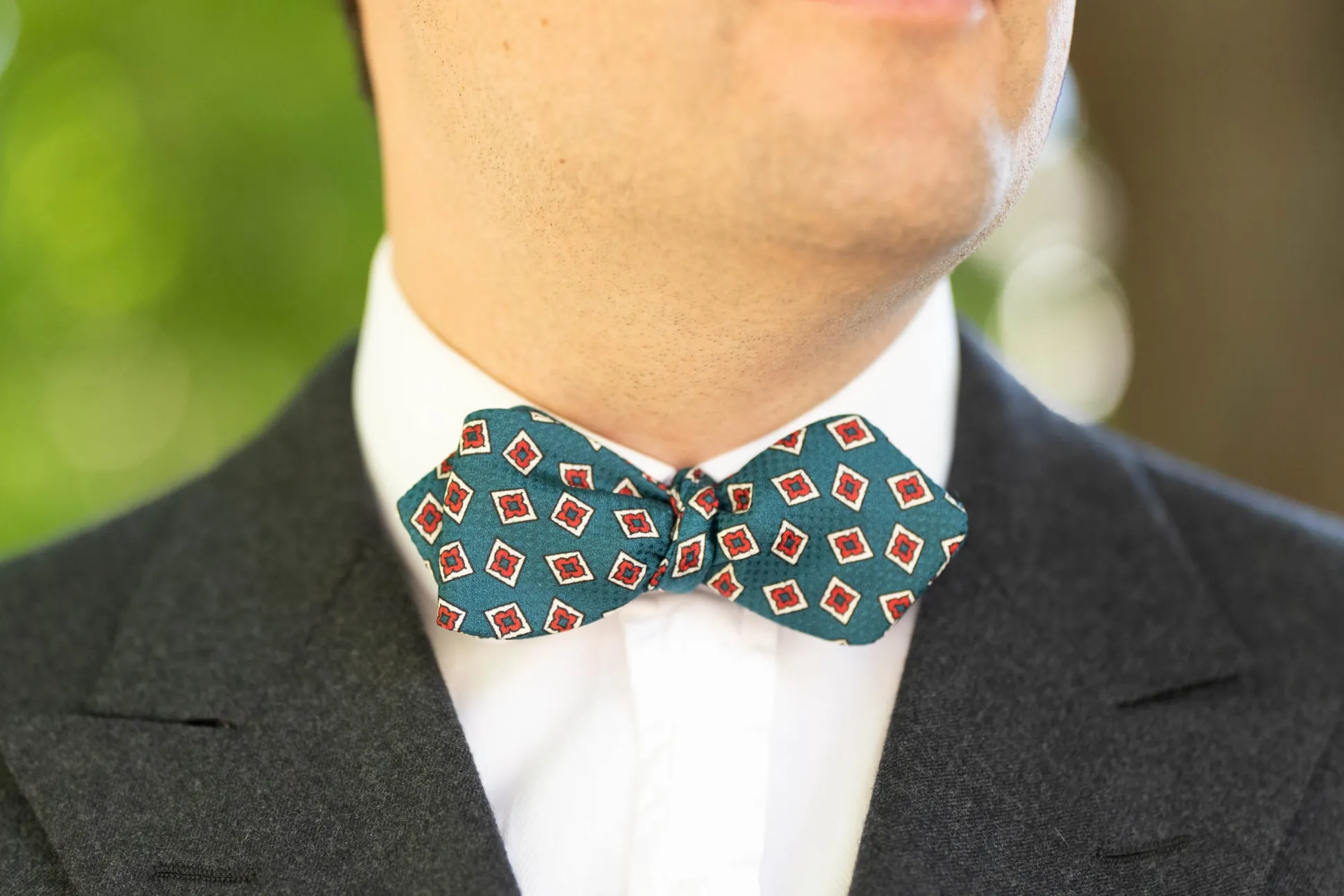 Aqua Green Jacquard Woven Bow Tie