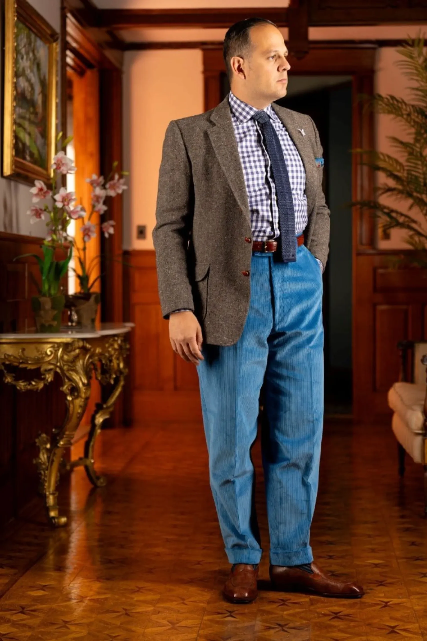 Azure Blue Stancliffe Corduroy Trousers