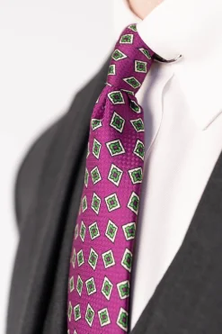 Begonia Purple & Diamond Jacquard Silk Tie