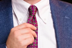 Begonia Purple & Diamond Jacquard Silk Tie