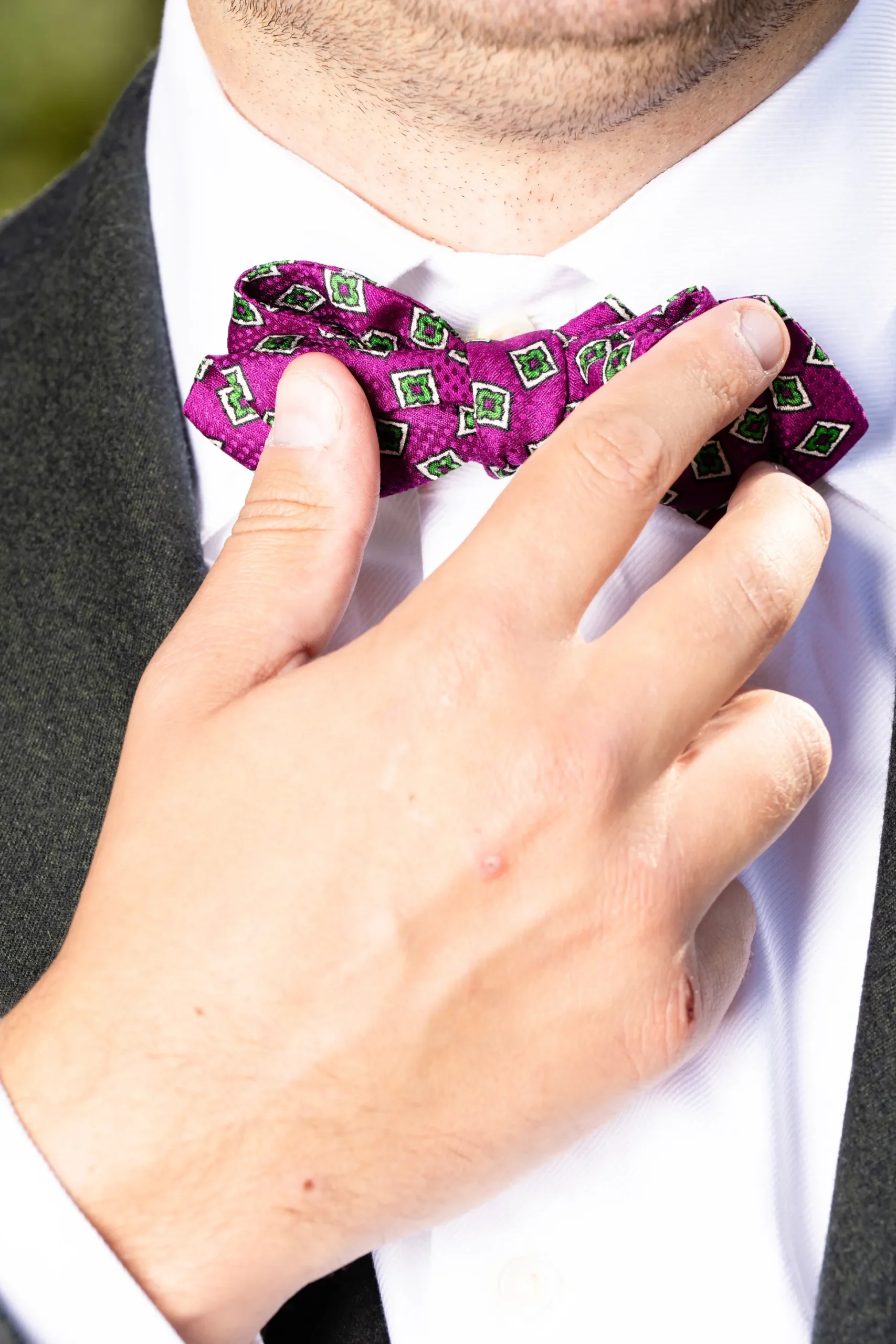 Begonia Purple & Diamond Jacquard Bow Tie