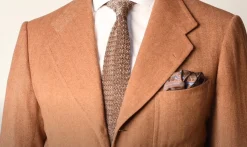 Beige & Brown Mottled Silk Knit Tie