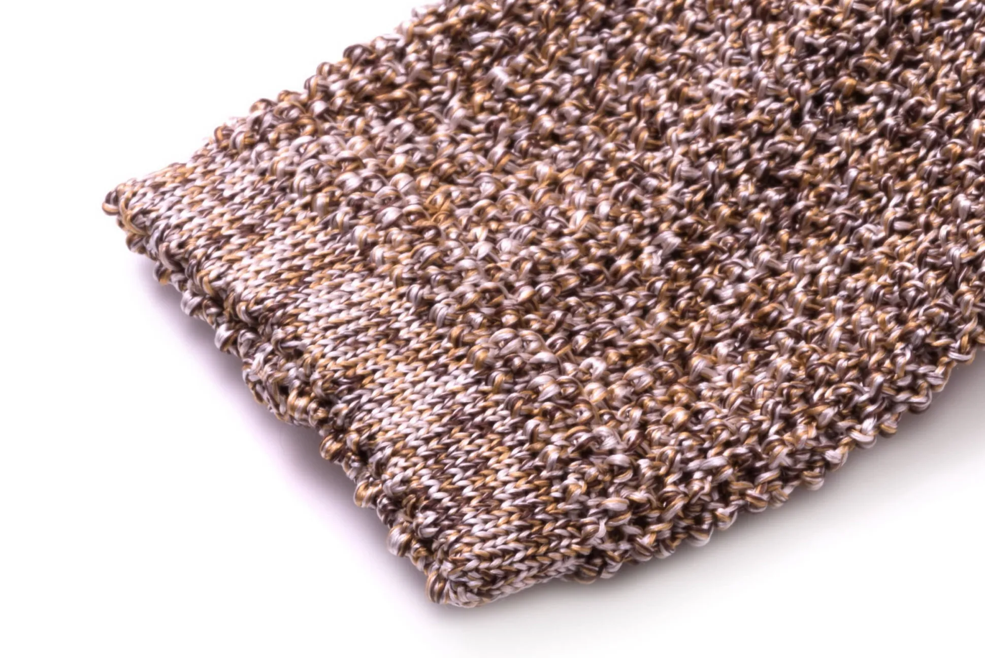 Beige & Brown Mottled Silk Knit Tie
