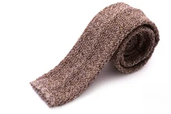 Beige & Brown Mottled Silk Knit Tie