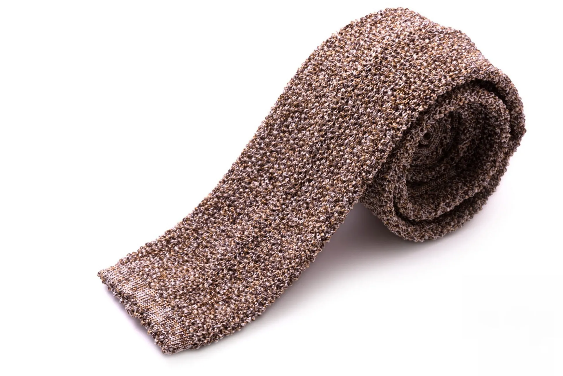Beige & Brown Mottled Silk Knit Tie