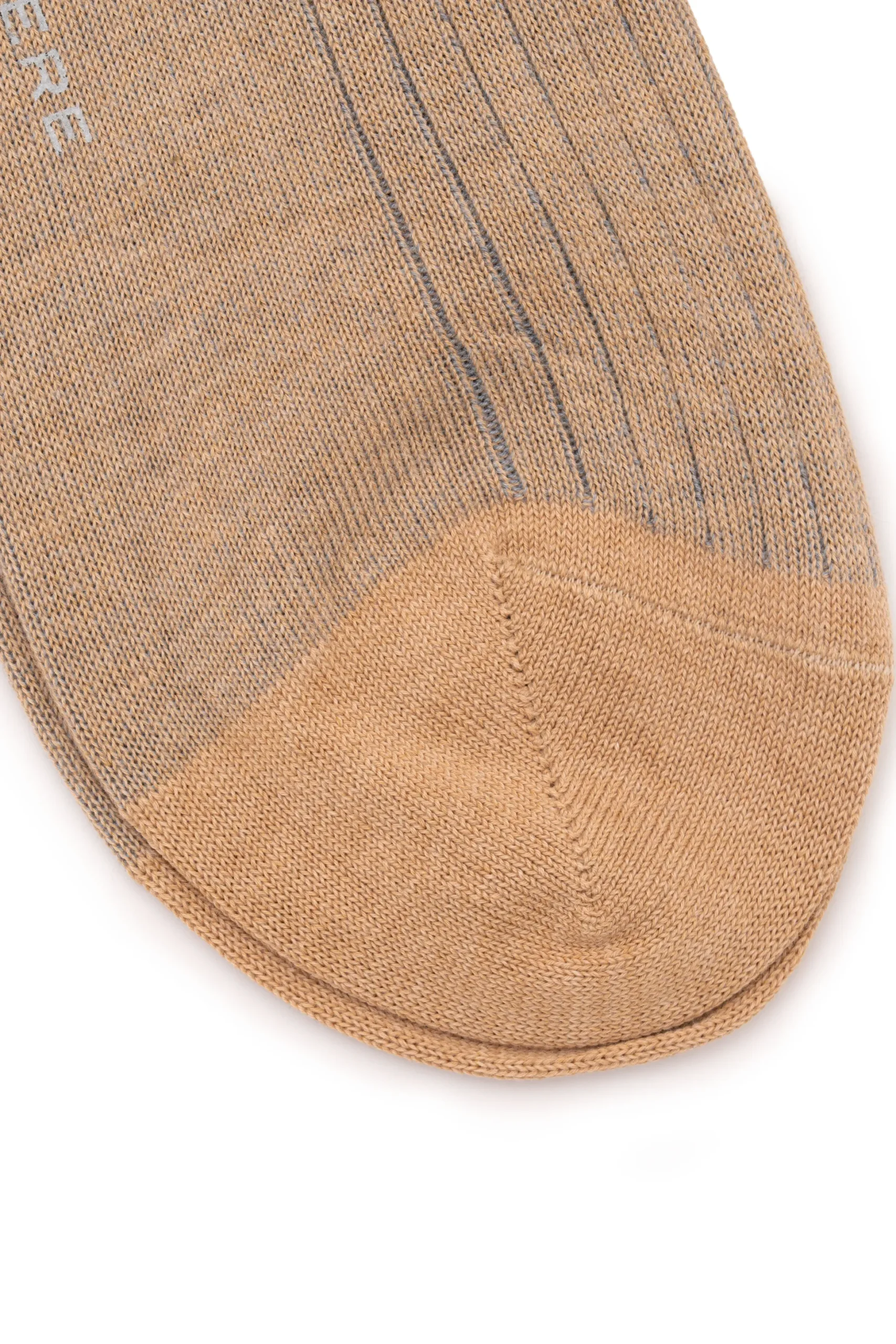 Beige & Light Gray Shadow Stripe Midweight Cotton Socks