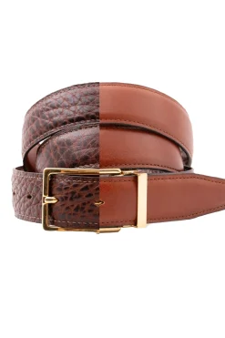 Bison Brown & Mid Brown Veg-Tan Reversible Leather Belt