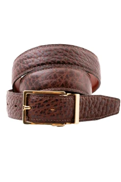 Bison Brown & Mid Brown Veg-Tan Reversible Leather Belt