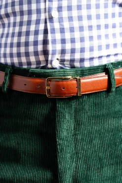 Bison Brown & Mid Brown Veg-Tan Reversible Leather Belt