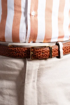 Bison Cognac & Burnt Umber Reversible Leather Belt