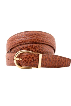 Bison Cognac & Burnt Umber Reversible Leather Belt