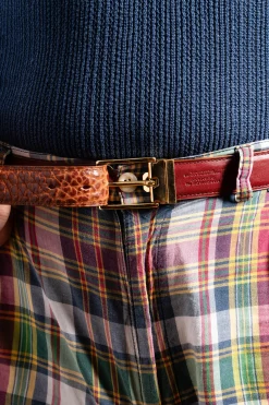 Bison Cognac & Burnt Umber Reversible Leather Belt