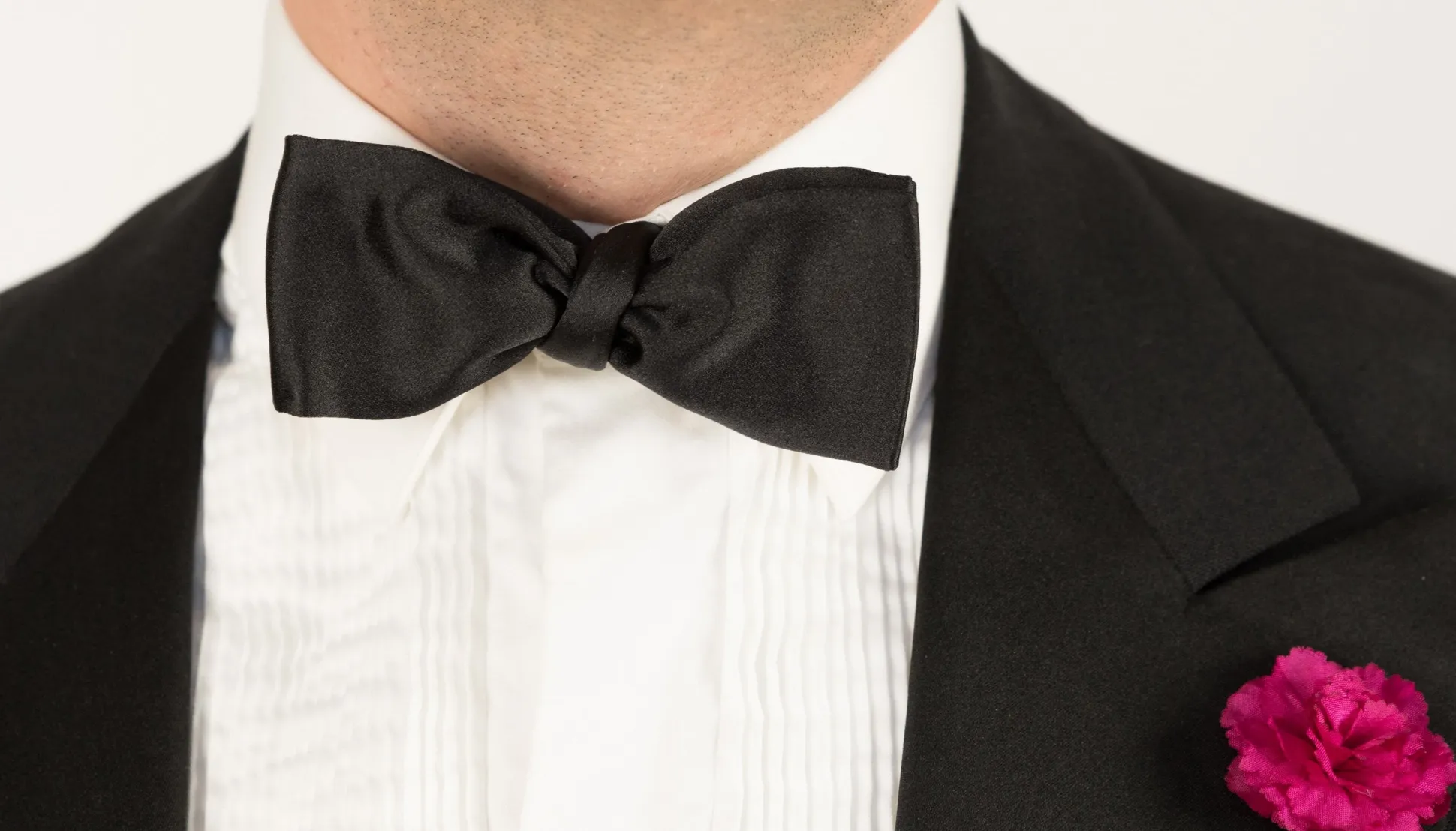 Black Batwing Silk Satin Bow Tie