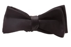 Black Batwing Silk Satin Bow Tie