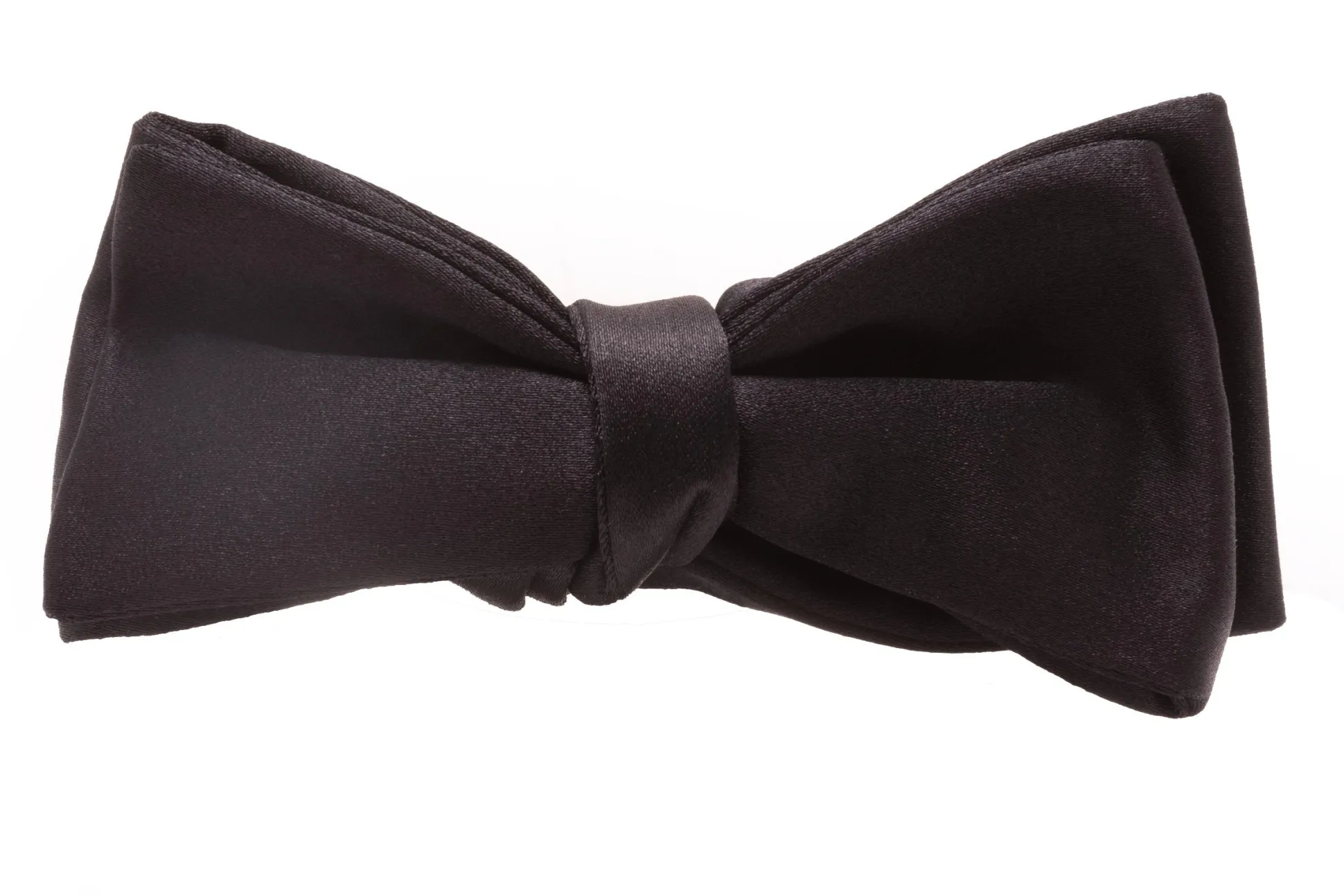 Black Batwing Silk Satin Bow Tie