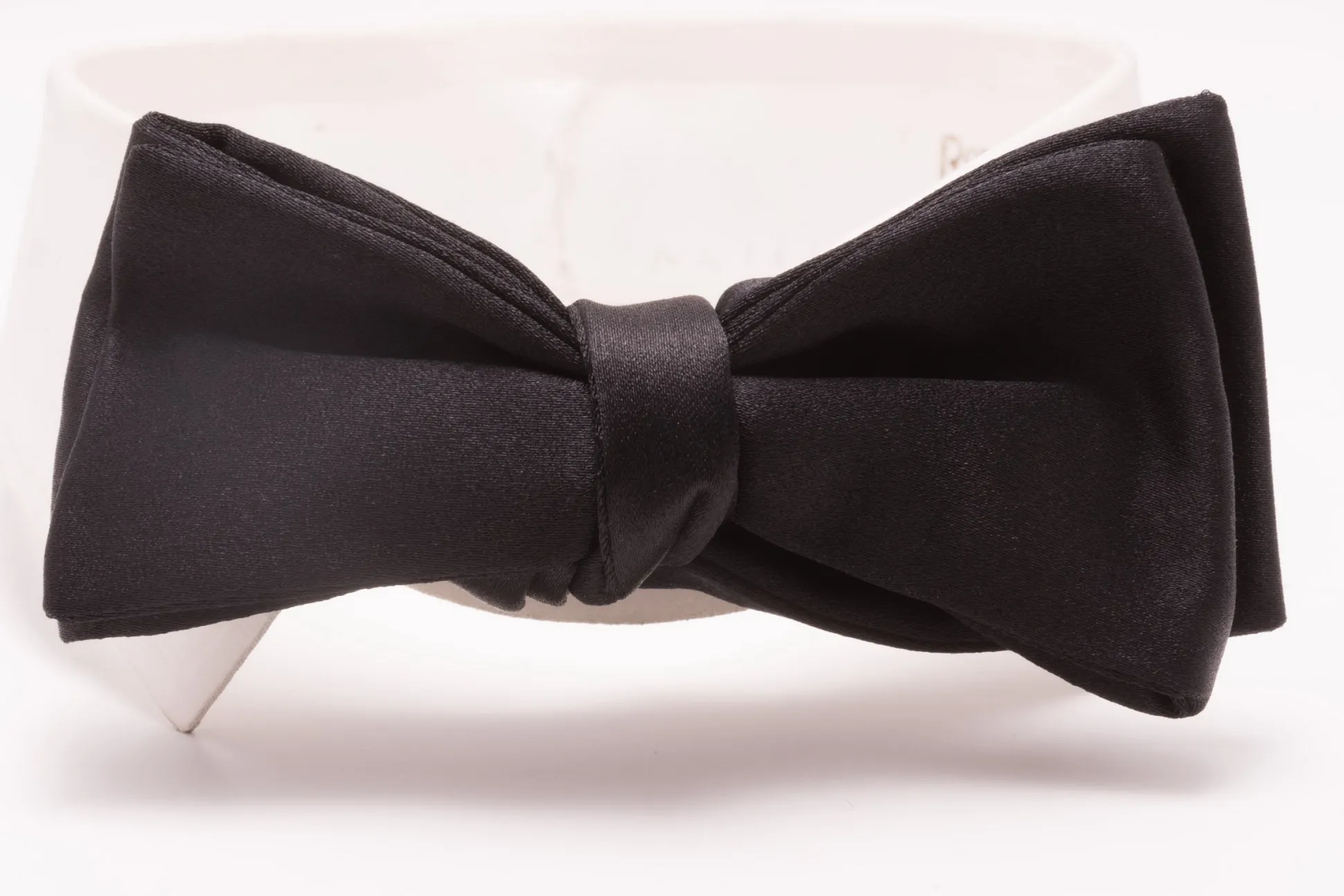 Black Batwing Silk Satin Bow Tie