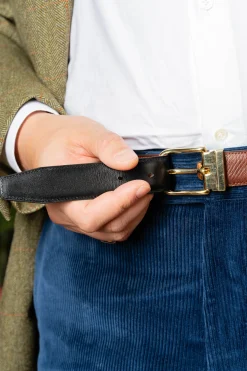 Black Boxcalf & Brown Russian Reindeer Reversible Leather Belt