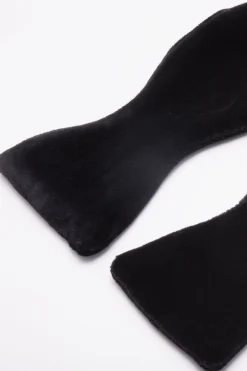 Black Butterfly Cotton Velvet Bow Tie