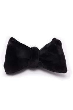 Black Butterfly Cotton Velvet Bow Tie