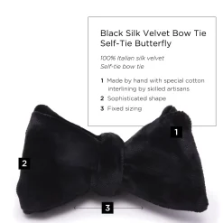 Black Butterfly Cotton Velvet Bow Tie