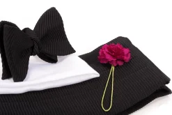 Black Butterfly Wide Rib Grosgrain Bow Tie