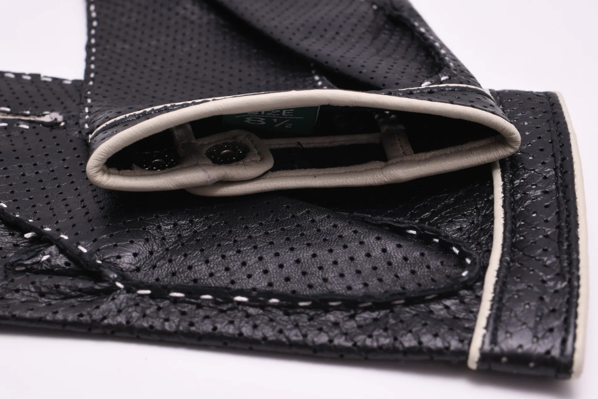 Black & Cream Leather Touchscreen Driving Gloves