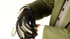 Black & Cream Leather Touchscreen Driving Gloves