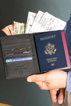 Black Full-Grain Togo Leather Passport Holder