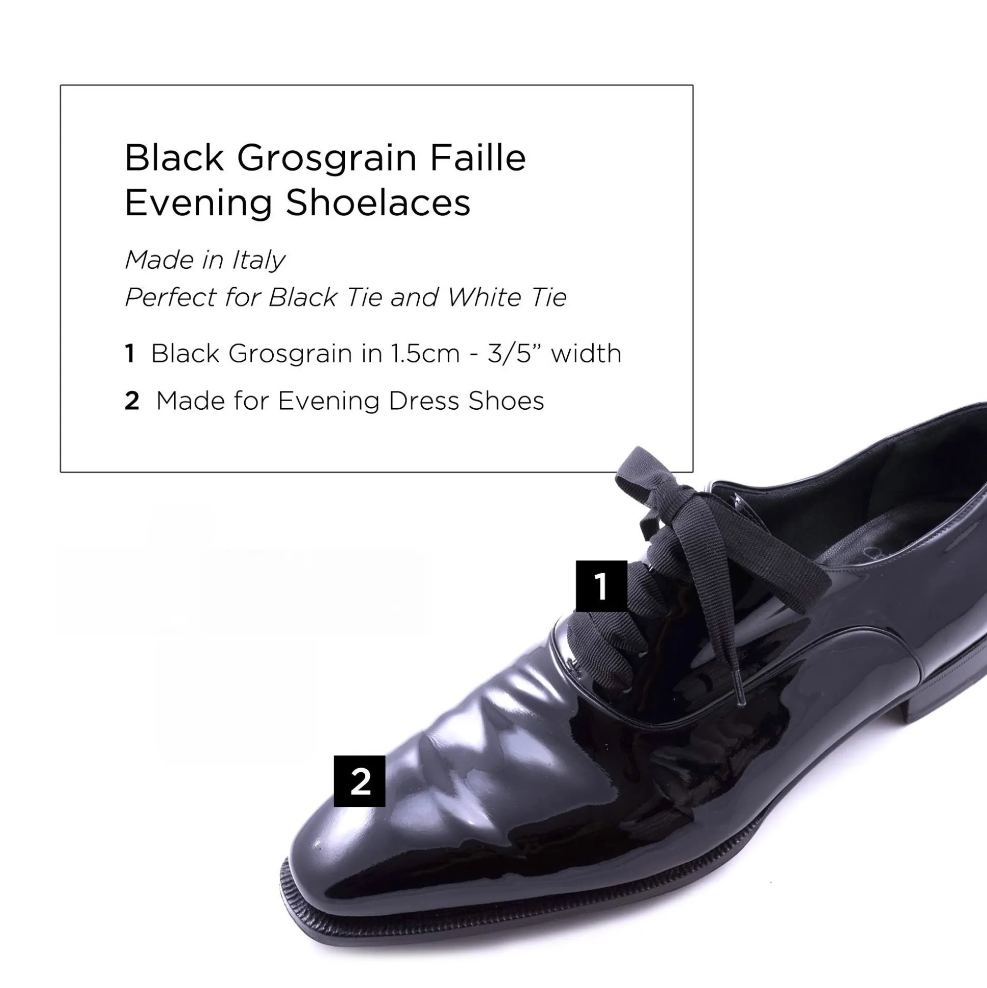 Black Grosgrain Faille Evening Shoelaces