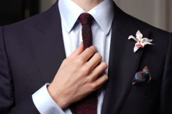 Black & Magenta Two-Tone Silk Knit Tie