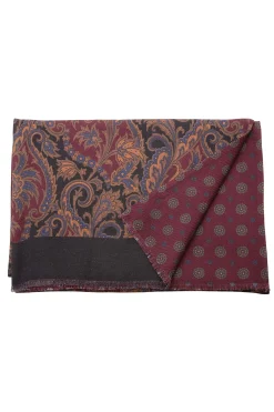 Black Paisley & Micropattern Reversible Scarf