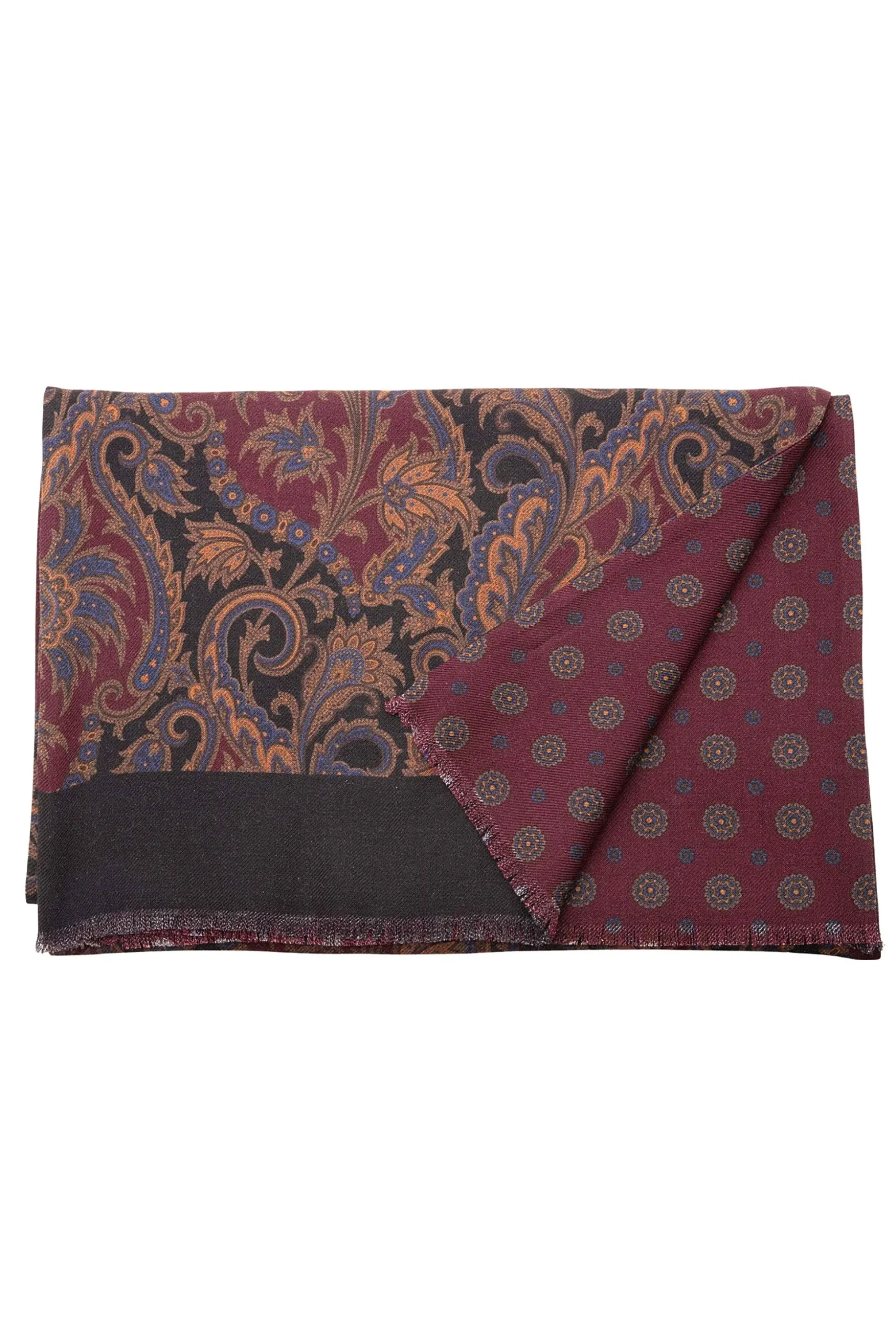 Black Paisley & Micropattern Reversible Scarf