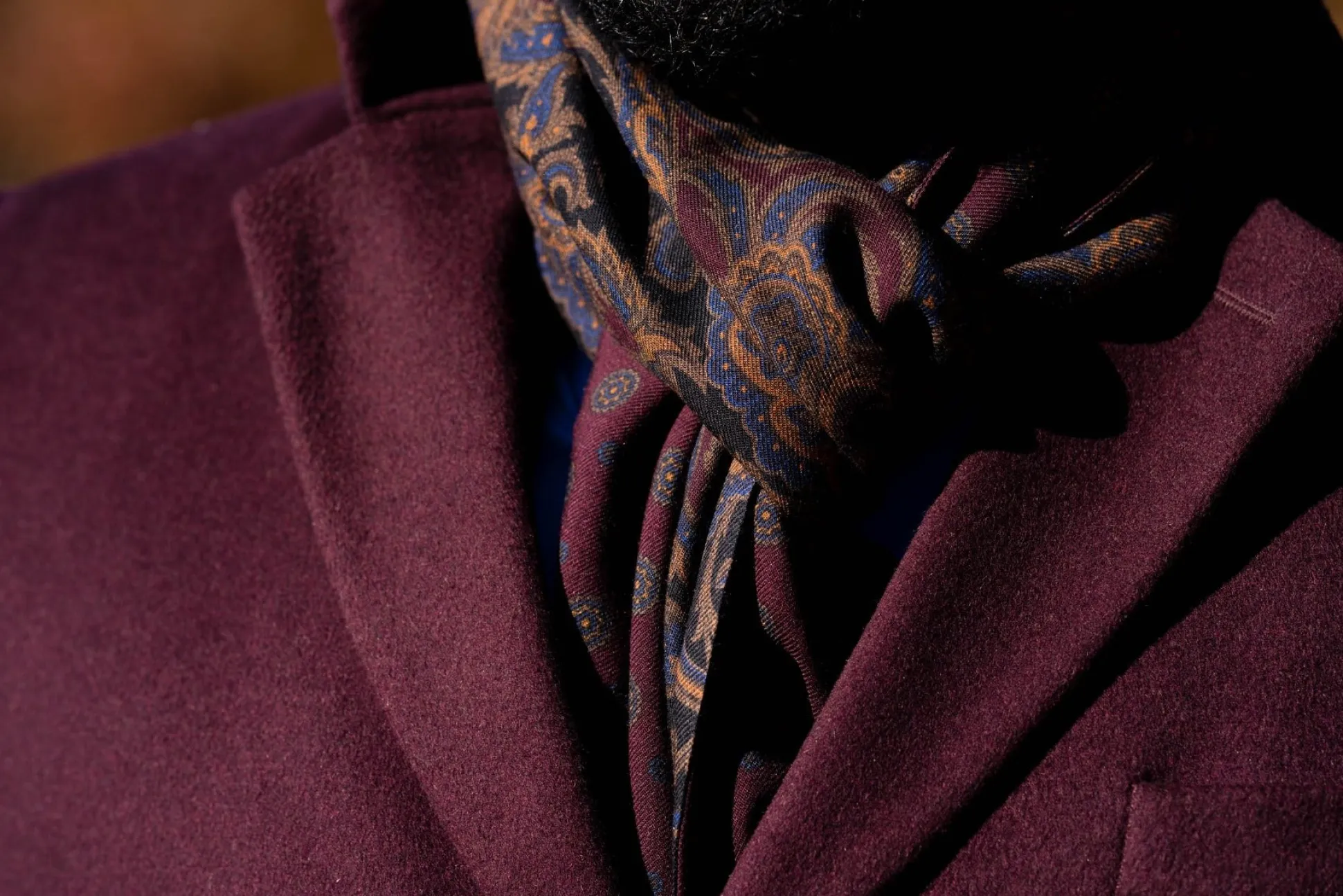 Black Paisley & Micropattern Reversible Scarf