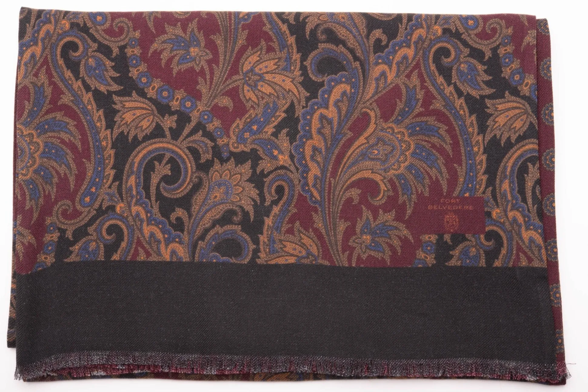 Black Paisley & Micropattern Reversible Scarf