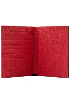 Black & Red Togo Leather Passport Holder