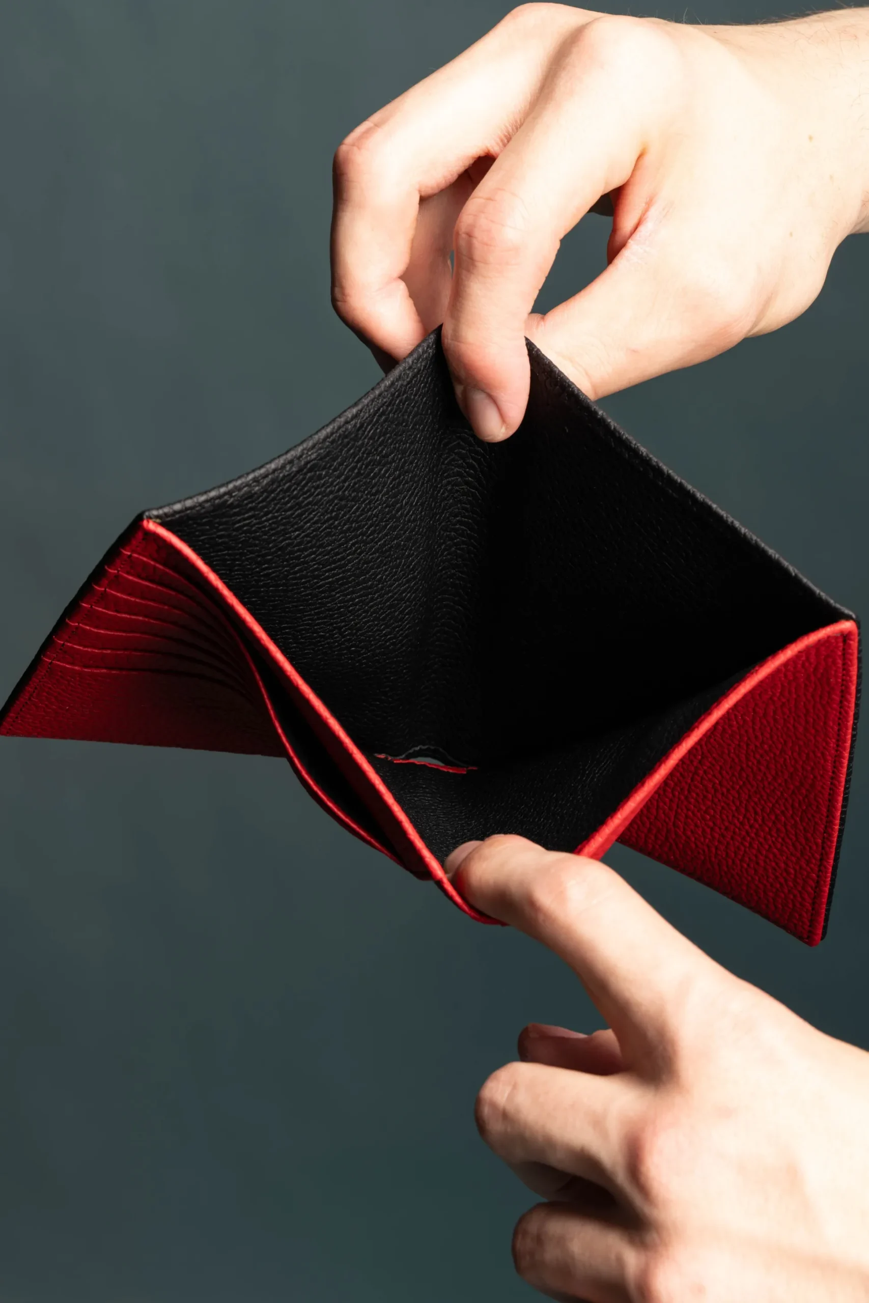 Black & Red Togo Leather Passport Holder