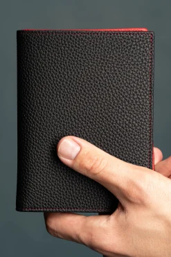 Black & Red Togo Leather Passport Holder