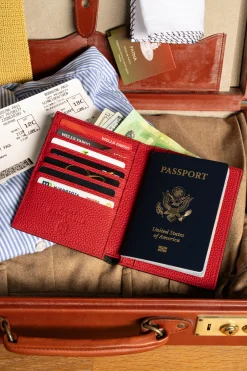 Black & Red Togo Leather Passport Holder
