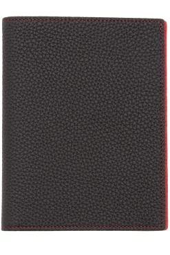 Black & Red Togo Leather Passport Holder