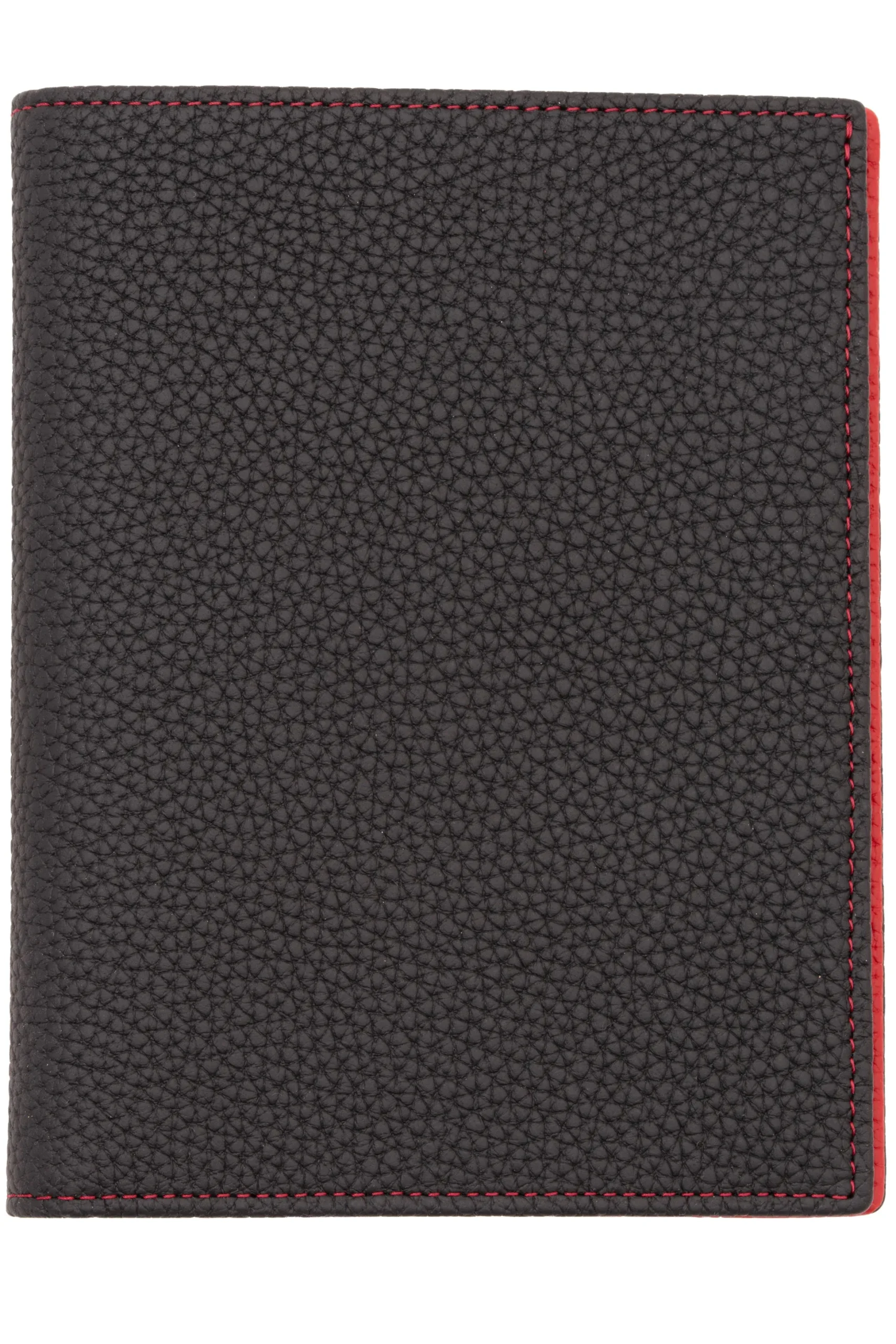 Black & Red Togo Leather Passport Holder
