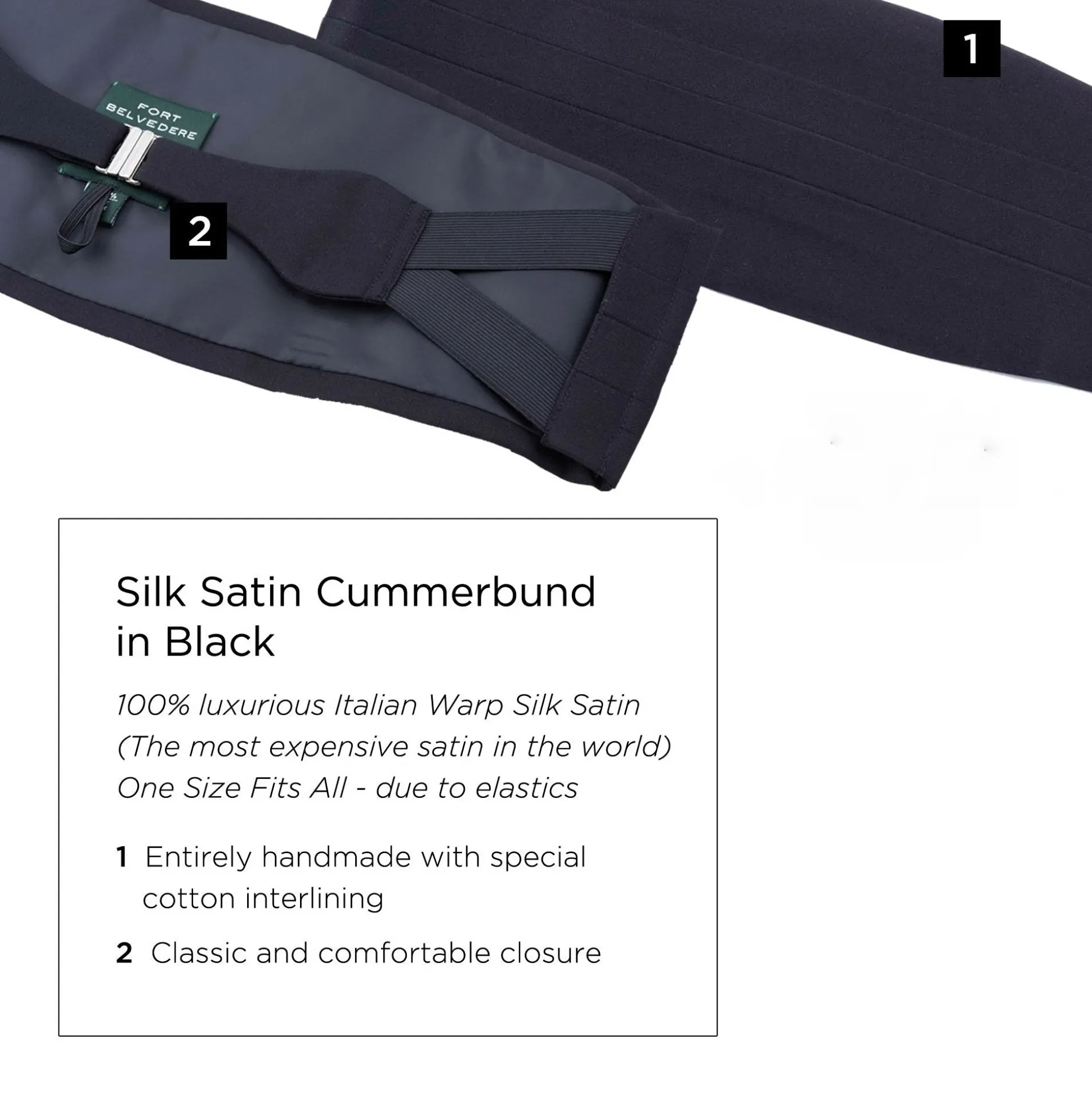 Black Satin Silk Cummerbund