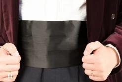 Black Satin Silk Cummerbund - Small / Medium