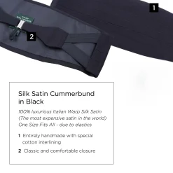 Black Satin Silk Cummerbund - Small / Medium